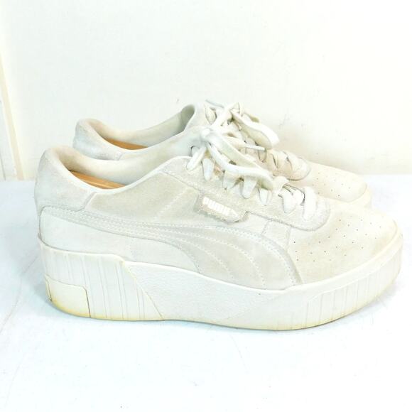 Puma Cali Wedge Tonal Sneakers US Womens 10 Cleaned Suede Renewed Marshmallow - Picture 4 of 8